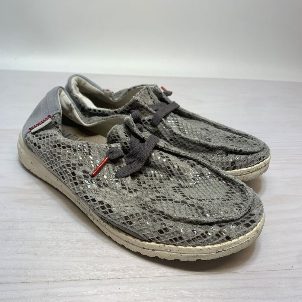 Hey Dude Wendy‎ Loafers Womens Sz 7 Shoes Python Light Blue Slip On Flats Snake